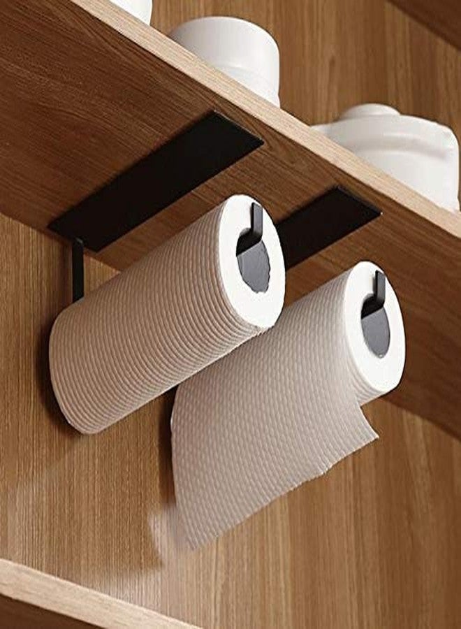 Homava Self-Adhesive Metal Bathroom Towel Bar Wall Hanging Toilet Paper Dispenser | Black |12 X 10 X 10 CM | - Image 2